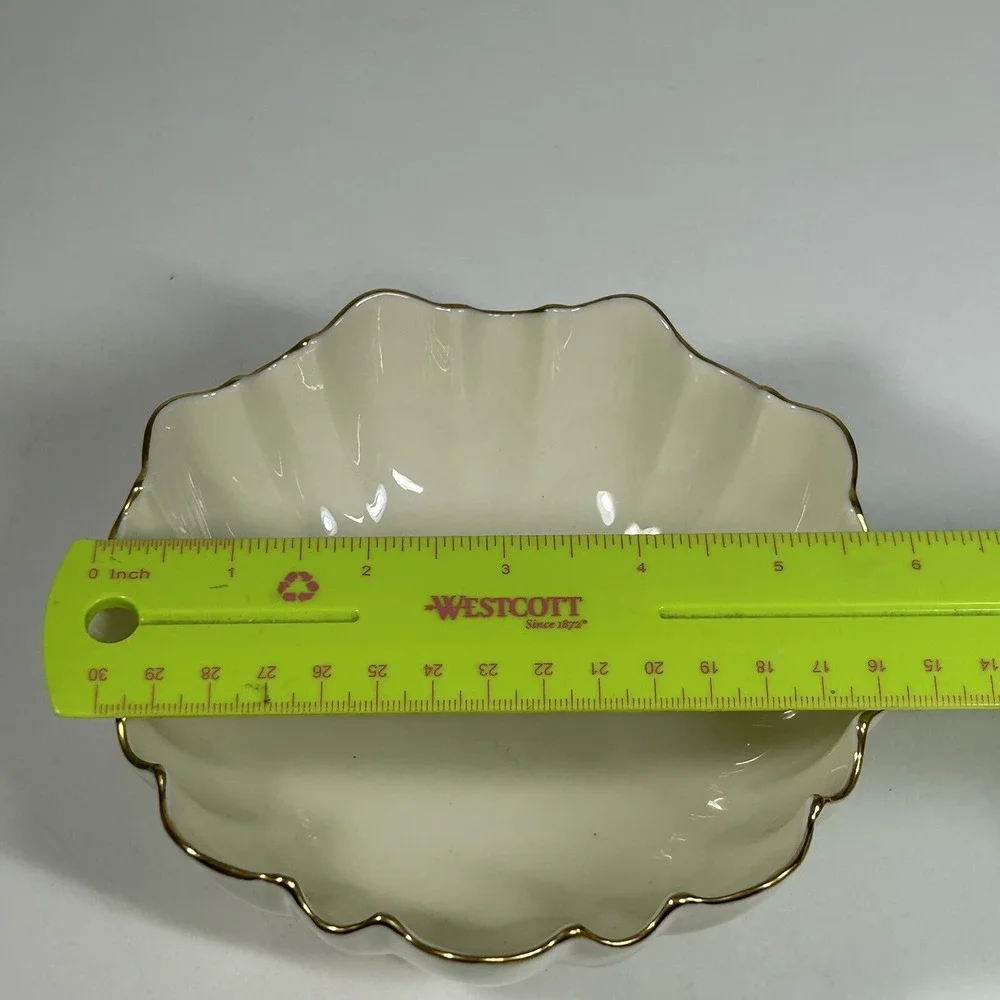 Vintage Lenox Ivory Candy Bowl Dish Gold Rim USA